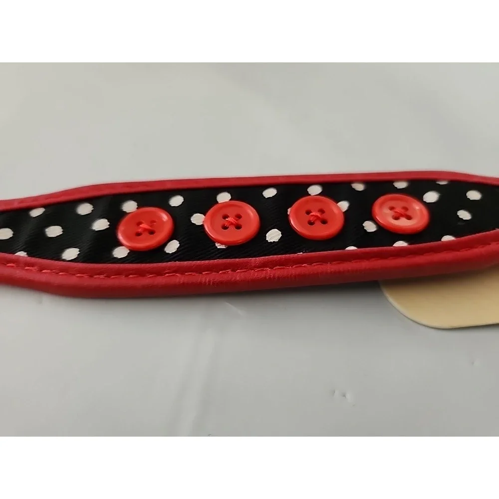 NWT Dog/Cat Collar Black Polka Dot w/Red Button Size XXS 8